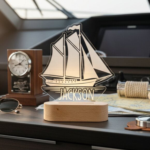 Personalized Boat Night Light – Custom LED Lamp for Kids - Picture 8 of 8